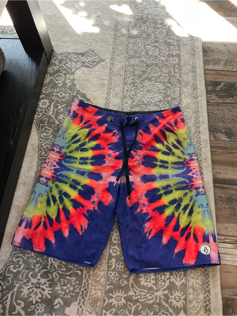 Volcom Men’s Tie-Dye Hybrid Shorts - Blue, Red, Green, Yellow medium